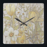 Mix Floral Square Wall Clock<br><div class="desc">Mix Floral II by Tim OToole. Variety of yellow and neutral color blooms.</div>