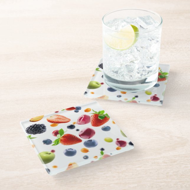 Mix Fruits Glass Coaster (Angled)