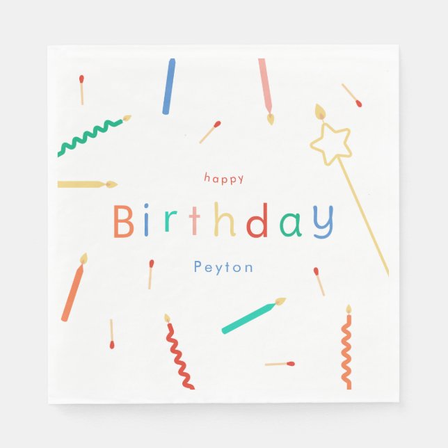 Mix + Match Candles & Matches Birthday Napkin (Front)