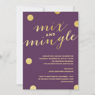 MIX & MINGLE GOLD DOTS   HOLIDAY PARTY INVITATION