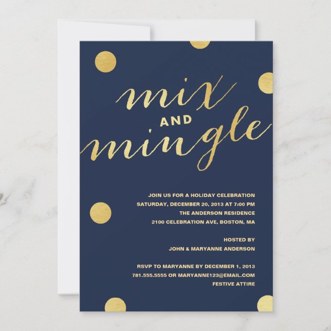 MIX & MINGLE GOLD DOTS | HOLIDAY PARTY INVITATION (Front)