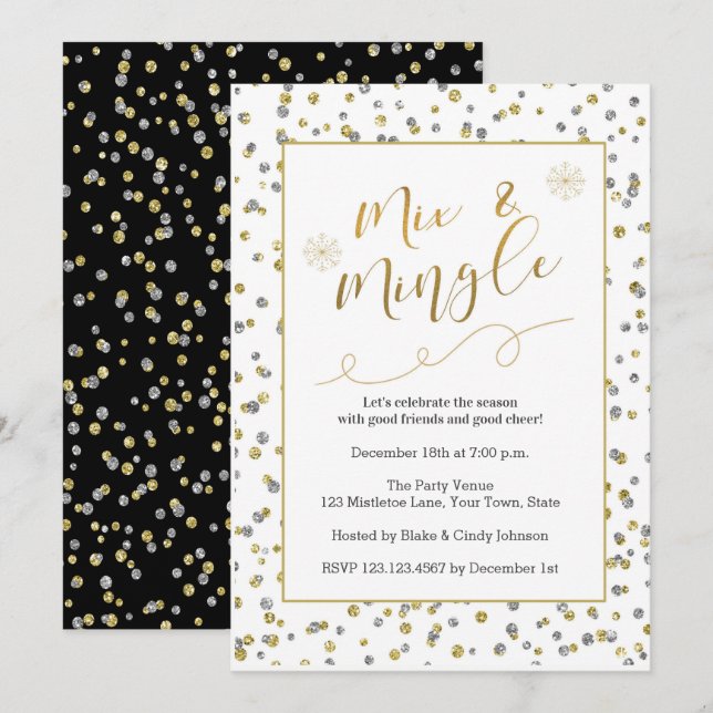 Mix & Mingle Holiday Faux Glitter Party Invitation (Front/Back)