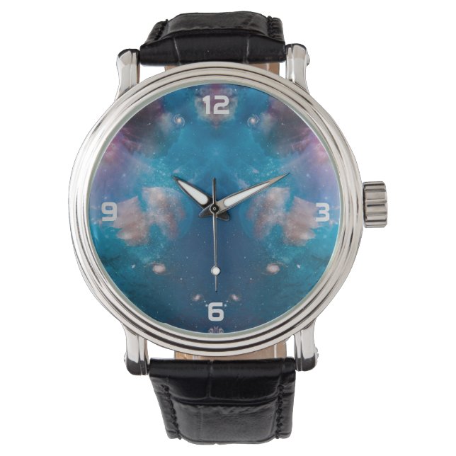 Mix Navy-Blue Galaxies, Star with Ocean, Jellyfish Watch (Front)