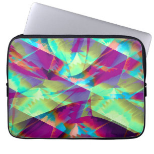 Mix of blue green pink zig zag in panoramic effect laptop sleeve