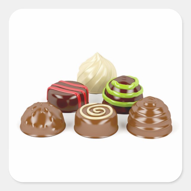 Mix of chocolate candies square sticker (Front)