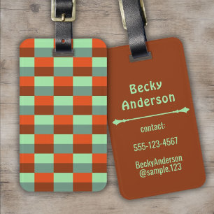 Mix of Green and Red Colour Blocks Luggage Tag