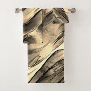 Mix of opaque and chrome beige undulating stain bath towel set