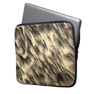 Mix of opaque and chrome beige undulating stain laptop sleeve