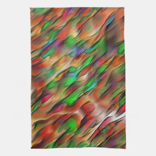 Mix of opaque and chrome coloured spots tea towel