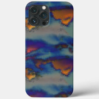 Mix of orange & blue stained with scratched effect