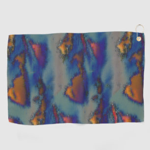 Mix of orange & blue stained with scratched effect golf towel