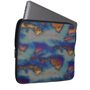 Mix of orange & blue stained with scratched effect laptop sleeve