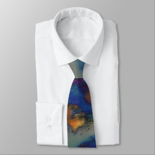 Mix of orange & blue stained with scratched effect tie