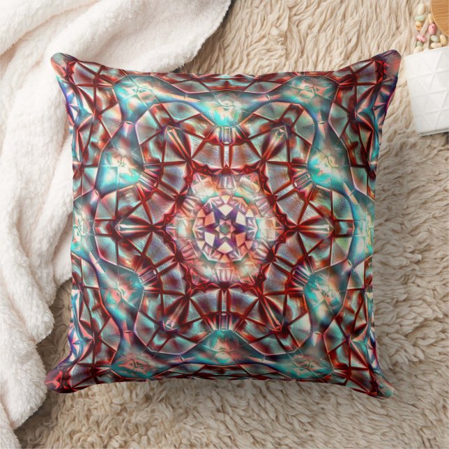 Mix of rough and blurry in burnt cyan with red     cushion (Blanket)