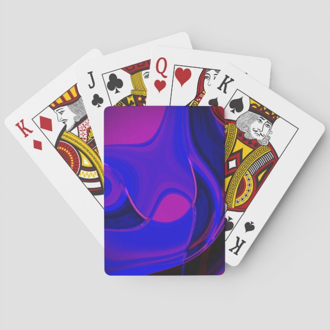Mix of violet and plain blue with curved dark dip  playing cards (Back)