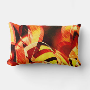 Mix of yellowing with dark red, strong streaked lumbar cushion