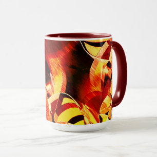 Mix of yellowing with dark red, strong streaked mug
