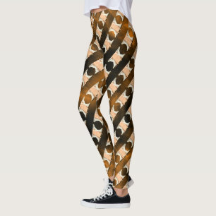 Mix rapport geometric, stripes beige brown orange leggings
