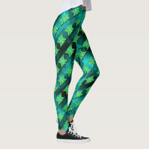 Mix rapport geometric, stripes green, black, blue leggings