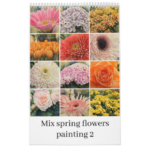 Mix spring flowers watercolor painting 2 calendar