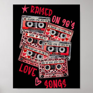Mix Tape Love Songs 90s Music Cette Valentine Retr Poster