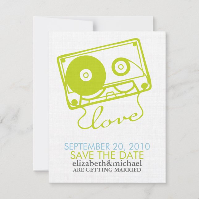 Mix tape of Love Save the Date Announcements (Front)