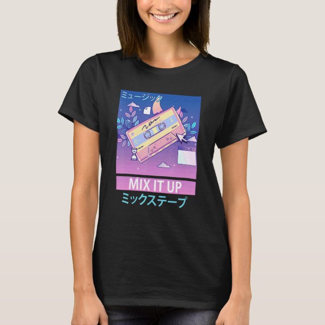 Mix Tape Retro 80s Japanese Otaku Aesthetic Vaporw T-Shirt (Front)