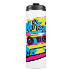 Mix Tape Vibes Retro 80s Neon Cassette Thermal Tumbler
