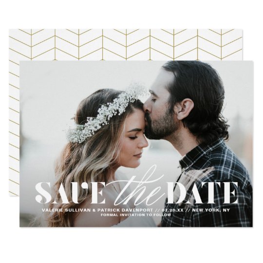 Mix Typography Modern Photo Save the Date Card