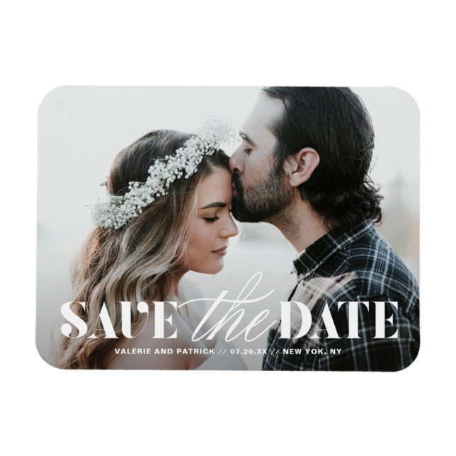 Mix Typography Modern Photo Save the Date Magnet (Horizontal)