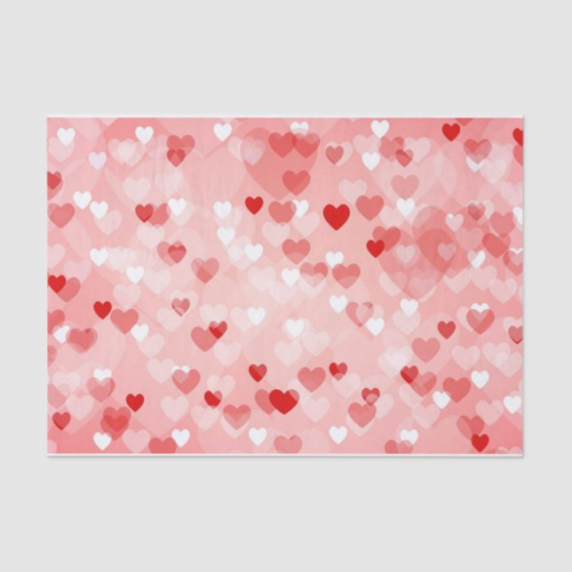 Mixed Abstract Red, White and Pink Hearts  Tissue Paper (Front)