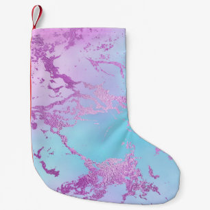 Mixed Abstract Watercolor Sparkle Print Pattern Small Christmas Stocking