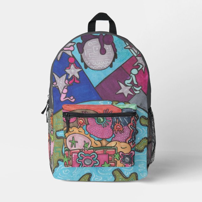 Mixed Abstraction Printed Backpack (Front)