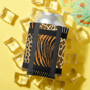 Mixed Animal Print Can Cooler