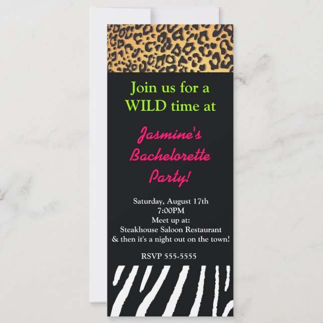 Mixed Animal Print Cheetah Zebra Leopard Party Invitation (Front)