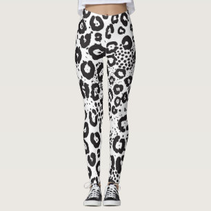 Mixed Animal Print Snow Leopard Cheetah Leggings