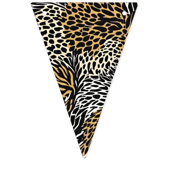 Mixed Animal Print Zebra Leopard Tiger Mixed Print Bunting (First Flag)