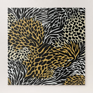Mixed Animal Print Zebra Leopard Tiger Mixed Print Jigsaw Puzzle