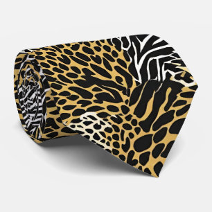 Mixed Animal Print Zebra Leopard Tiger Mixed Print Tie