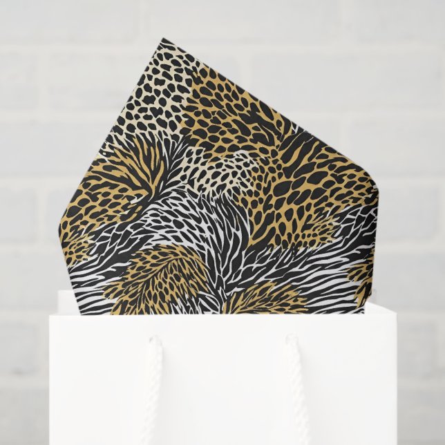 Mixed Animal Print Zebra Leopard Tiger Mixed Print Tissue Paper (Gift Bag)