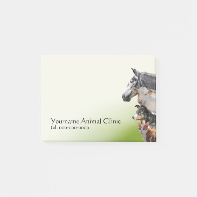 Mixed animals veterinary practice post-it notes (Front)