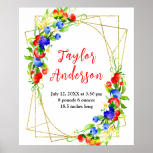 Mixed Berries Baby Birth Stats Poster