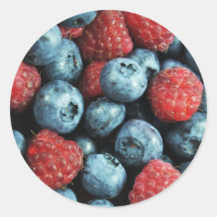 Mixed berries (blueberries and raspberries) design classic round sticker