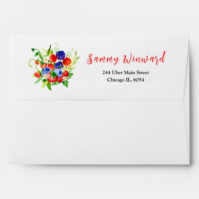 Mixed Berries Bridal Shower Envelope (Back (Top Flap))