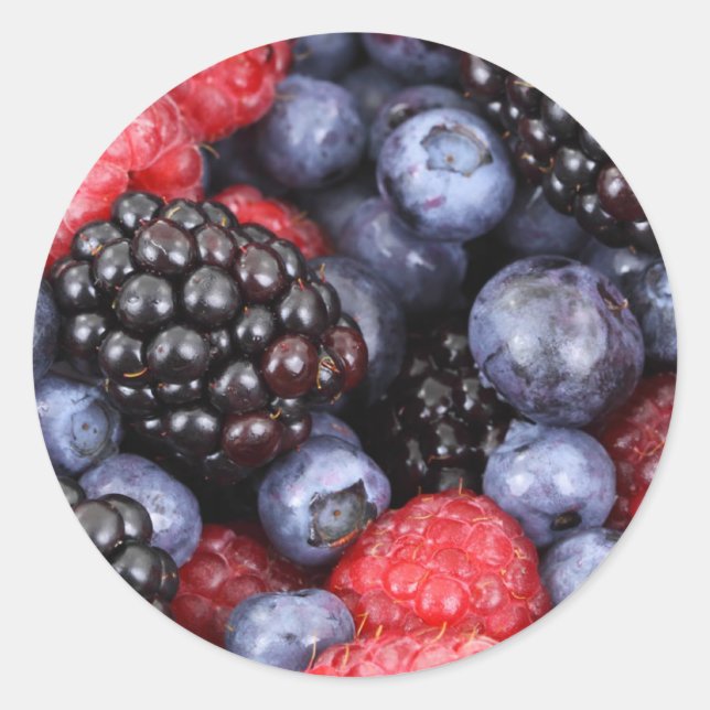 Mixed Berries Classic Round Sticker (Front)