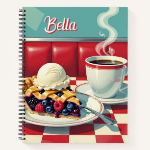 Mixed Berry Pie, Ice Cream and Coffee Personalised Notebook