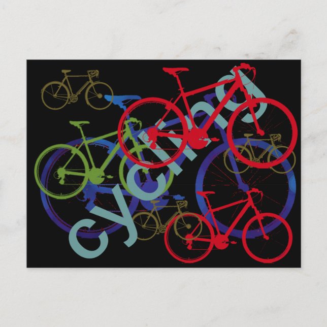 mixed bicycles ~ cycling postcard (Front)