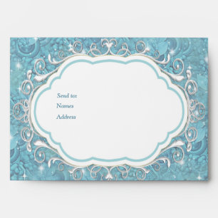 Mixed Blue Silky Pattern with White Sparkles Envelope