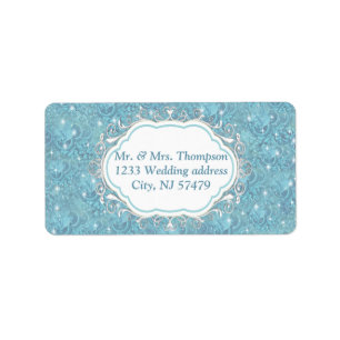 Mixed Blue Silky Pattern with White Sparkles Label
