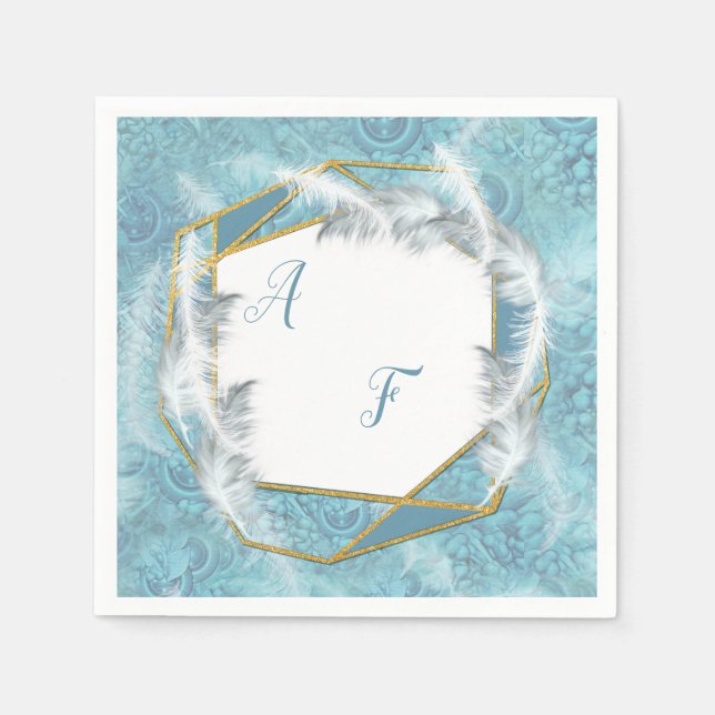 Mixed Blue Silky Pattern with White Sparkles Napkin (Front)